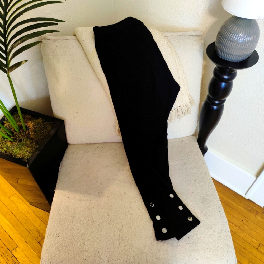 Black Pants with Chrome Button Ankle Details